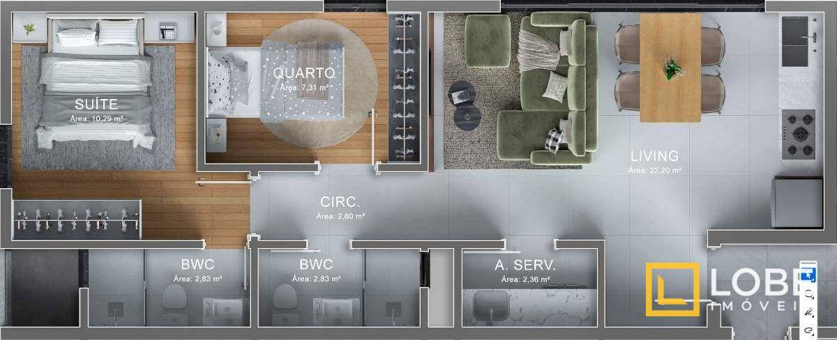 Apartamento, 2 quartos, 60 m² - Foto 1