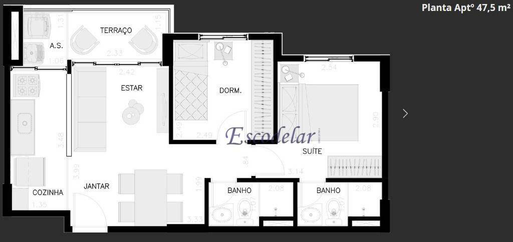 Apartamento à venda com 2 quartos, 47m² - Foto 22