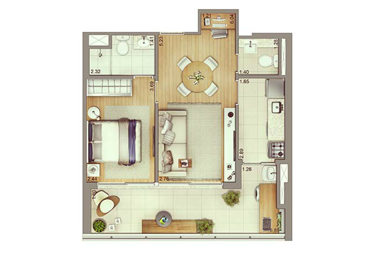 Apartamento à venda com 1 quarto, 53m² - Foto 3