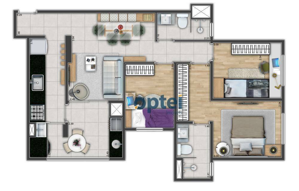 Apartamento à venda com 3 quartos, 73m² - Foto 1