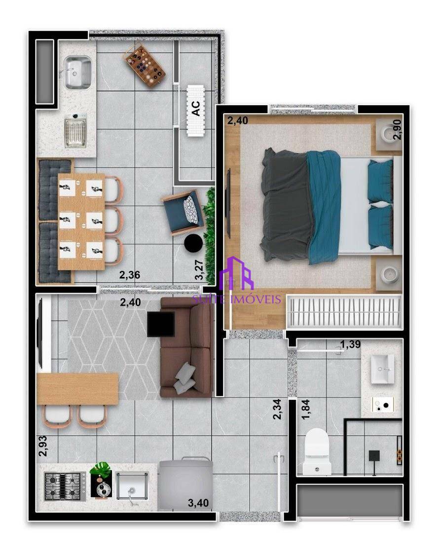 Apartamento à venda com 1 quarto, 30m² - Foto 1