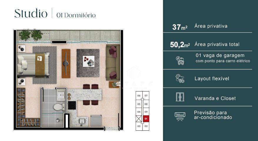 Apartamento à venda com 1 quarto, 45m² - Foto 7