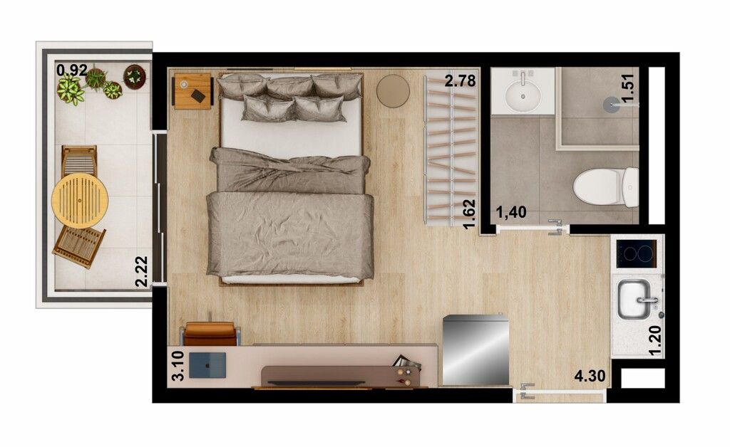 Apartamento à venda com 1 quarto, 27m² - Foto 3