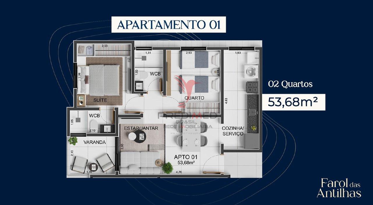 Apartamento à venda com 2 quartos, 54m² - Foto 3