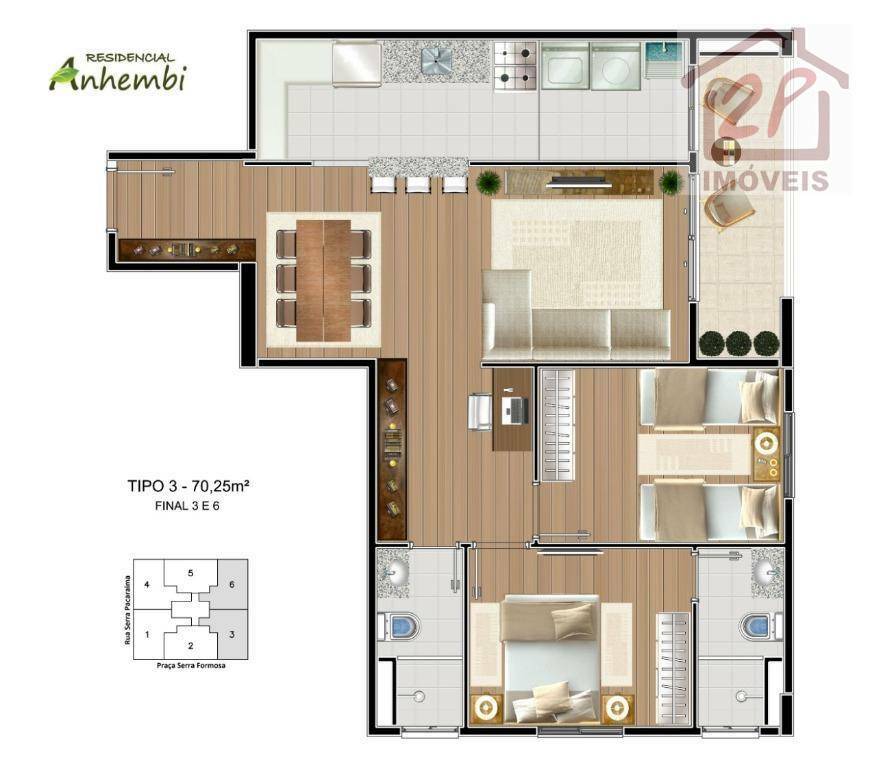 Apartamento à venda com 2 quartos, 70m² - Foto 3