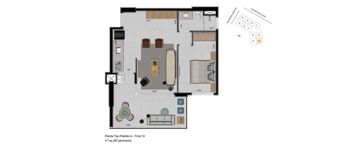 Apartamento à venda com 1 quarto, 46m² - Foto 6