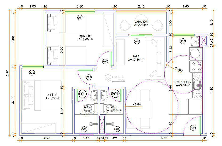 Apartamento à venda com 2 quartos, 46m² - Foto 45