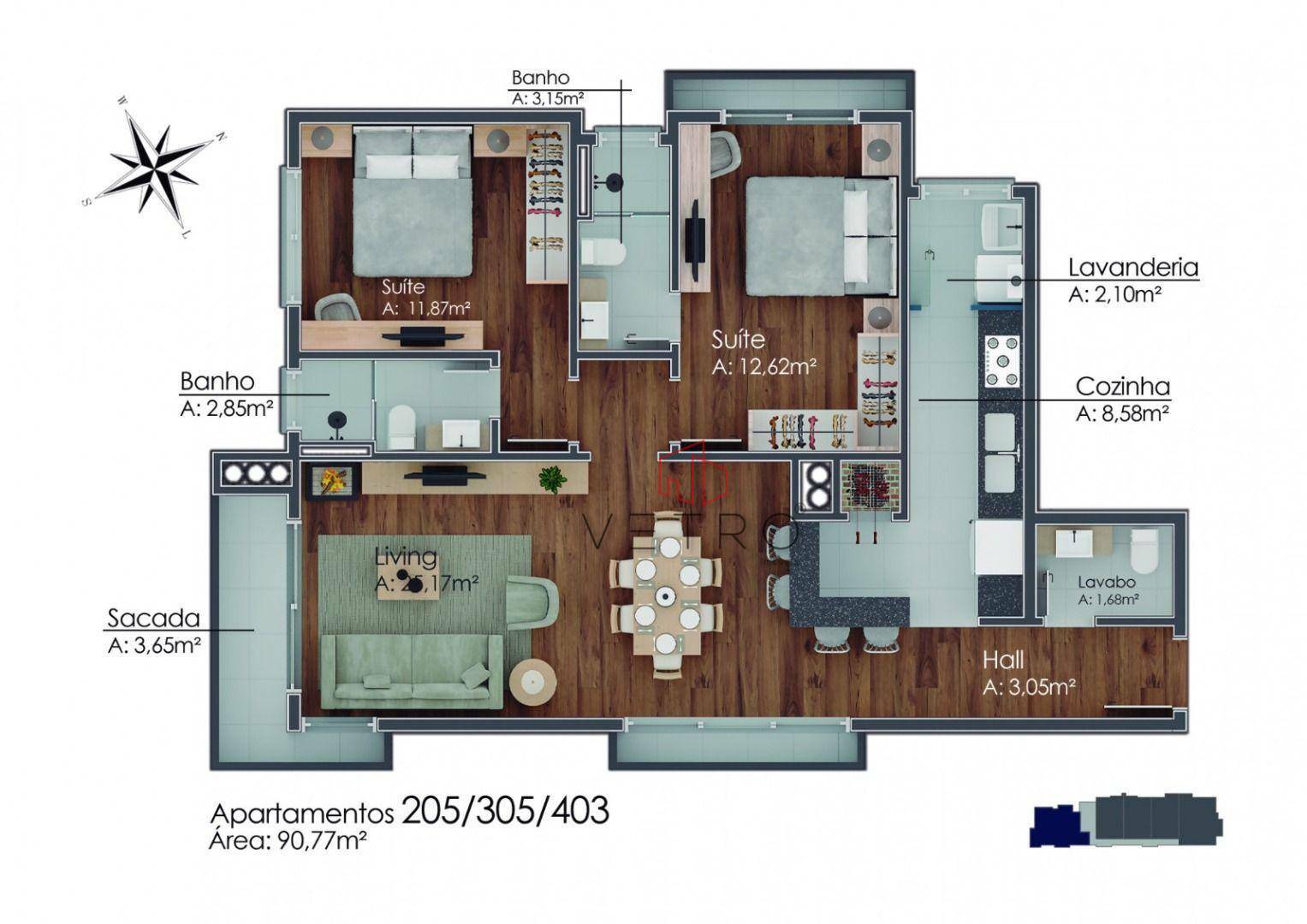 Apartamento à venda com 2 quartos, 159m² - Foto 6