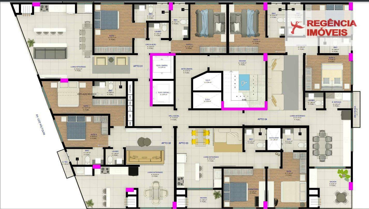 Apartamento à venda com 3 quartos, 100m² - Foto 2