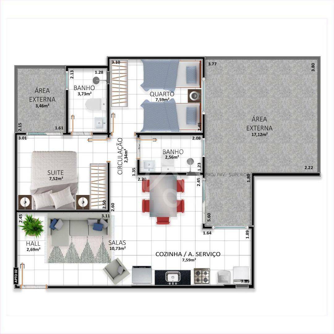 Apartamento à venda com 2 quartos, 55m² - Foto 7