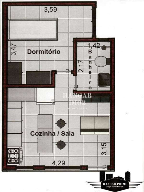 Apartamento à venda com 1 quarto, 37m² - Foto 2