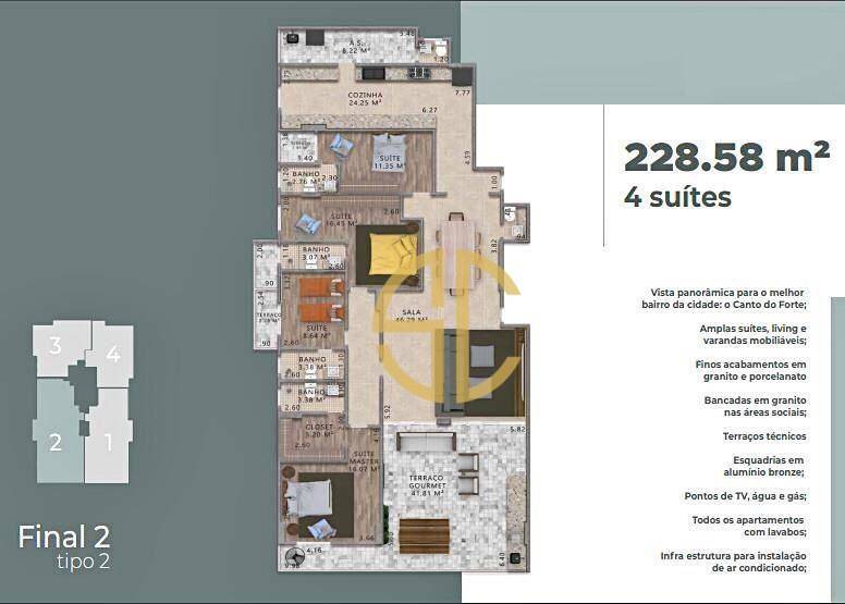 Apartamento à venda com 4 quartos, 228m² - Foto 1