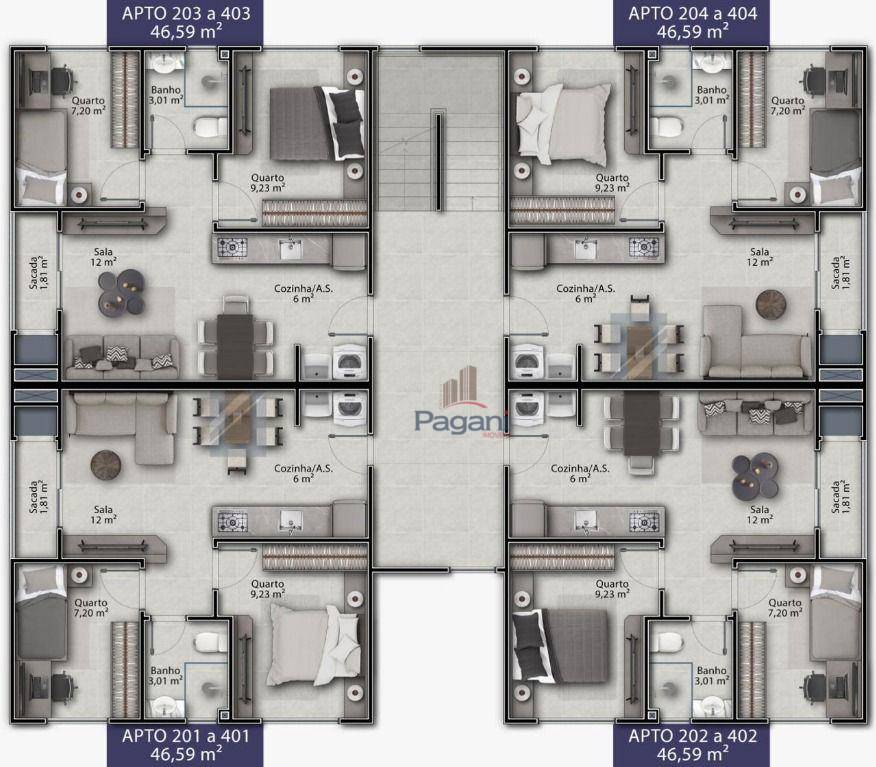 Apartamento, 2 quartos, 46 m² - Foto 3