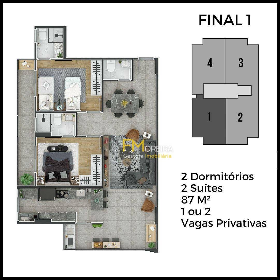 Apartamento à venda com 2 quartos, 87m² - Foto 2