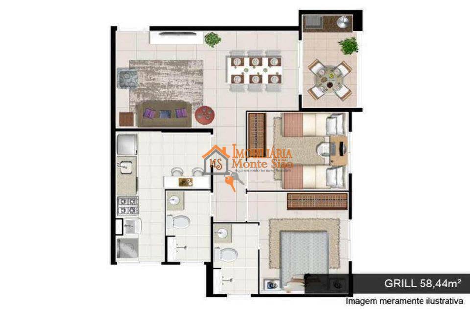 Apartamento à venda com 2 quartos, 59m² - Foto 10