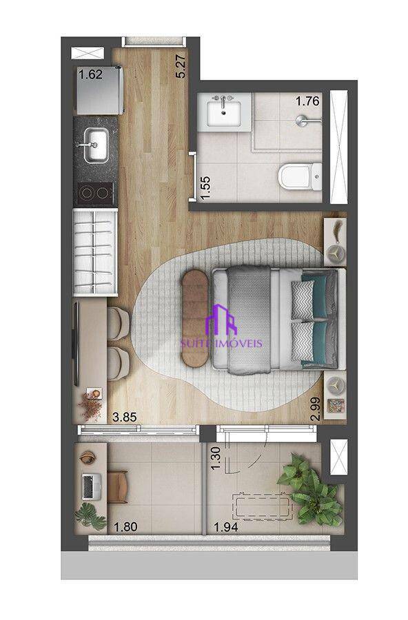 Kitnet e Studio à venda com 1 quarto, 28m² - Foto 2