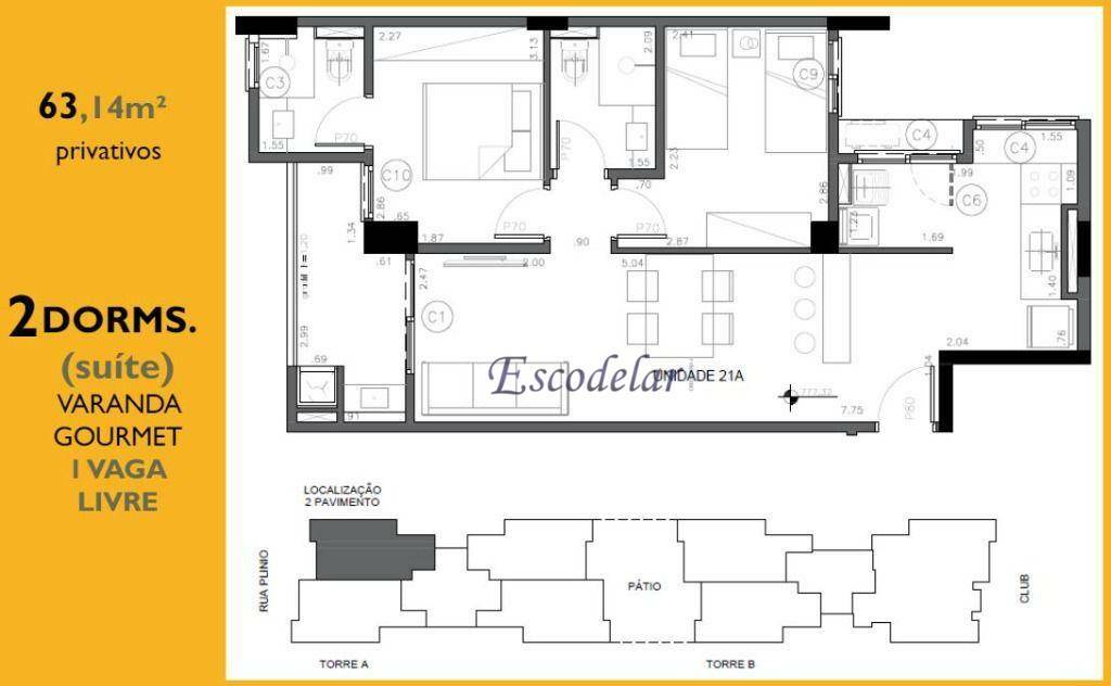 Apartamento à venda com 2 quartos, 63m² - Foto 3