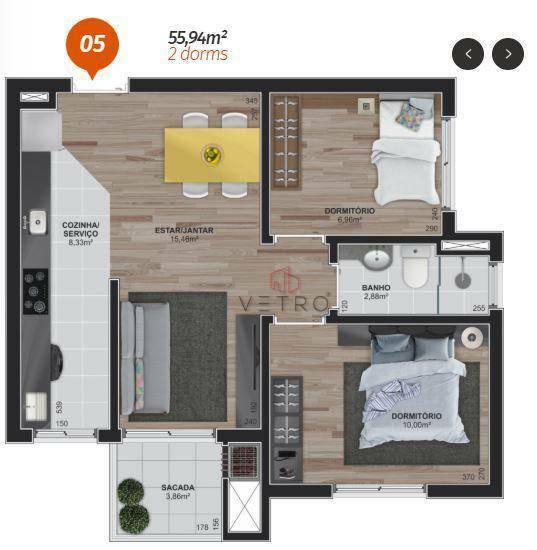 Apartamento à venda com 2 quartos, 55m² - Foto 4