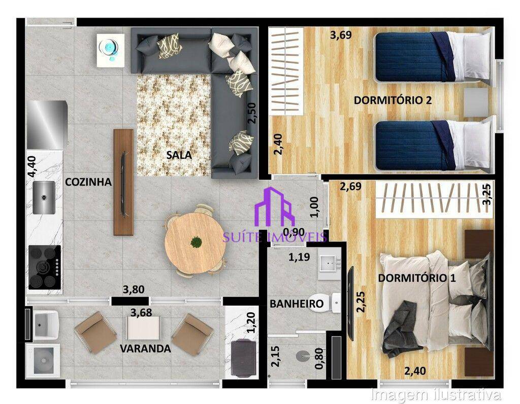 Apartamento à venda com 2 quartos, 115m² - Foto 1