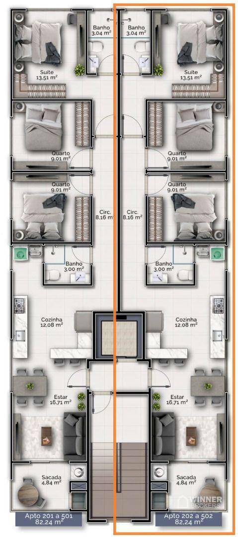 Apartamento à venda com 3 quartos, 82m² - Foto 10