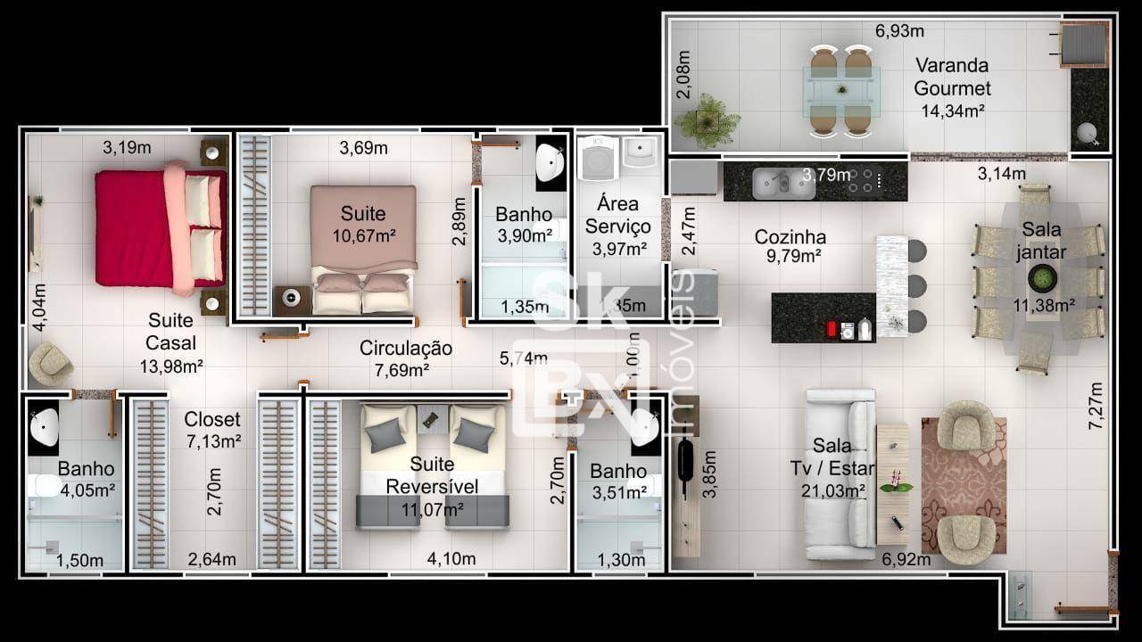 Apartamento à venda com 3 quartos, 131m² - Foto 22