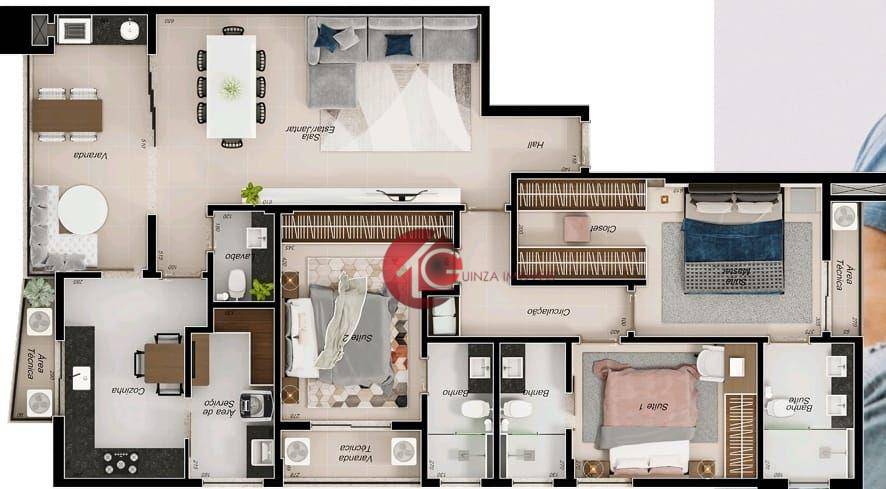 Apartamento à venda com 3 quartos, 132m² - Foto 3