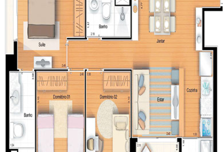 Apartamento à venda com 2 quartos, 46m² - Foto 2