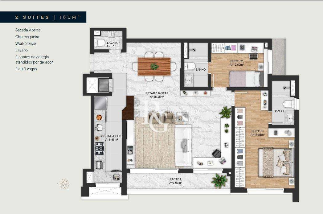 Apartamento à venda com 2 quartos, 101m² - Foto 3