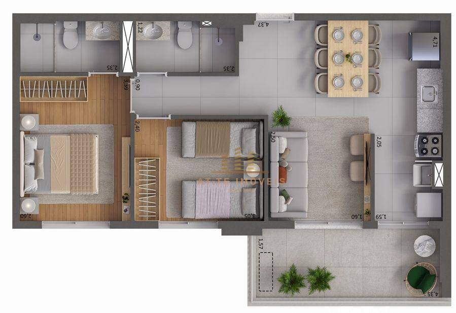 Apartamento à venda com 2 quartos, 59m² - Foto 7