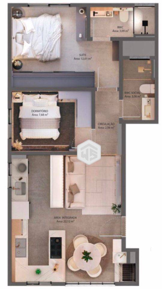 Apartamento, 2 quartos, 60 m² - Foto 3