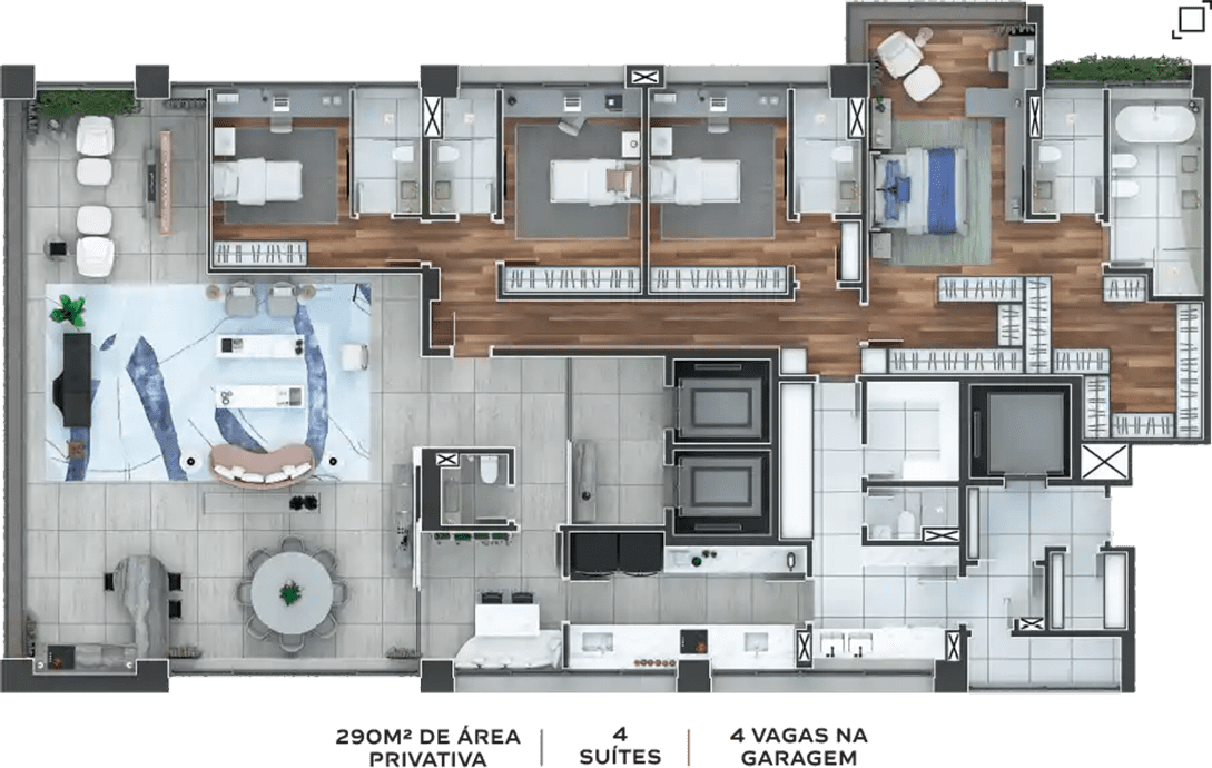 Apartamento à venda com 4 quartos, 290m² - Foto 2