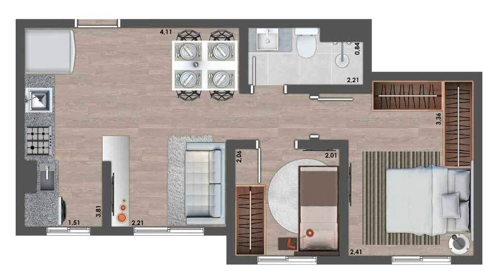 Apartamento à venda com 2 quartos, 47m² - Foto 2