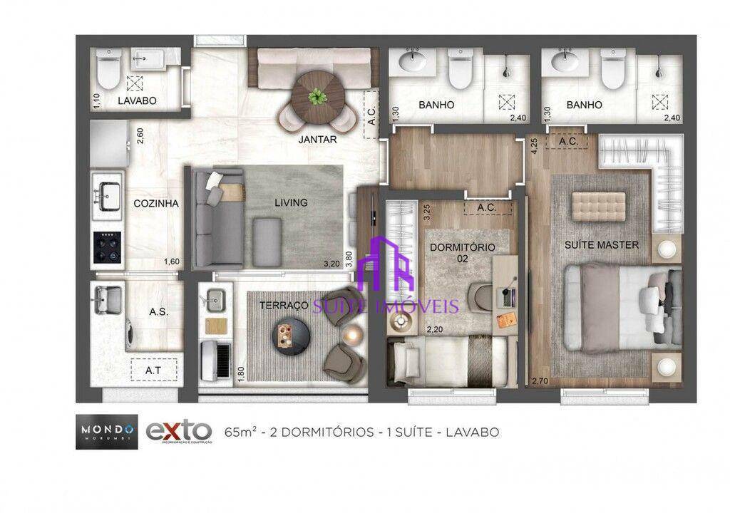 Apartamento à venda com 3 quartos, 137m² - Foto 1