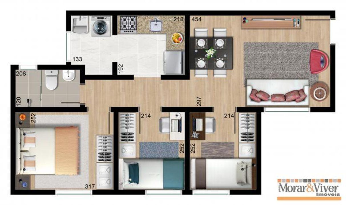 Apartamento à venda com 3 quartos, 58m² - Foto 2