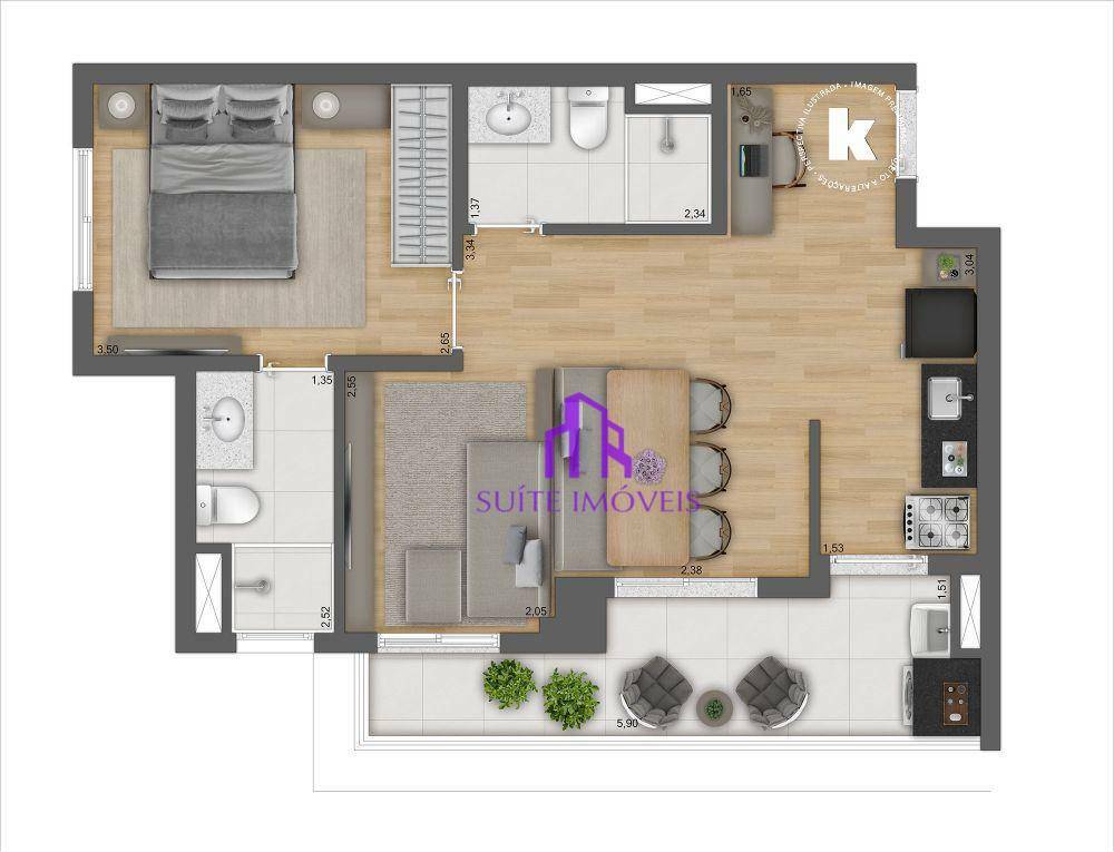 Apartamento à venda com 2 quartos, 45m² - Foto 6