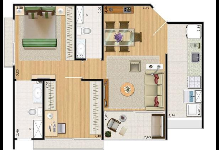 Apartamento à venda com 2 quartos, 50m² - Foto 3