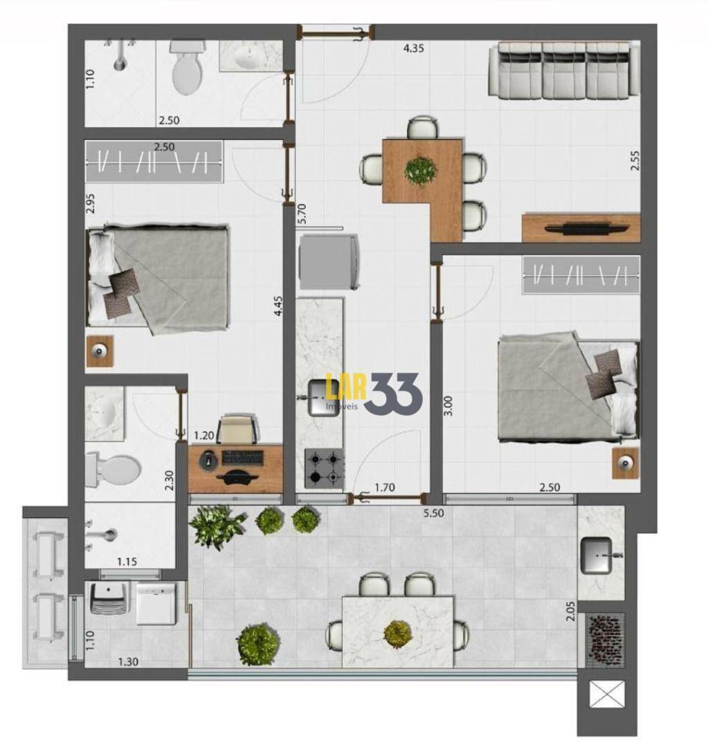 Apartamento à venda com 2 quartos, 60m² - Foto 9