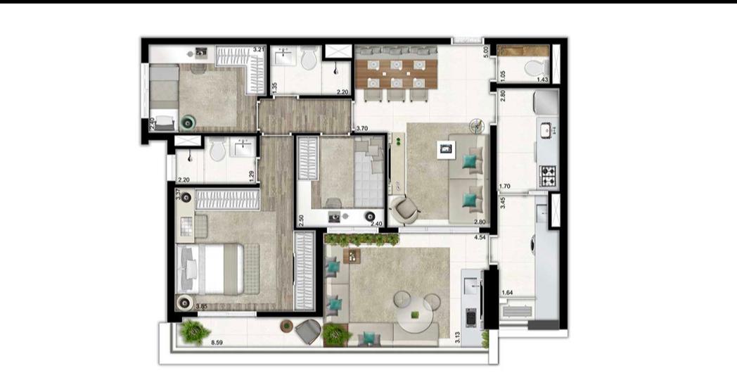 Apartamento à venda com 3 quartos, 95m² - Foto 3