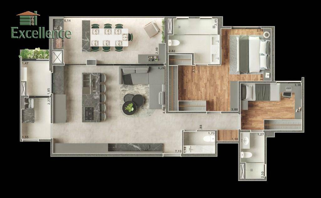 Apartamento à venda com 3 quartos, 112m² - Foto 3