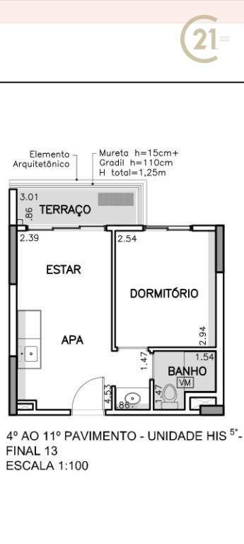 Apartamento à venda com 1 quarto, 29m² - Foto 4