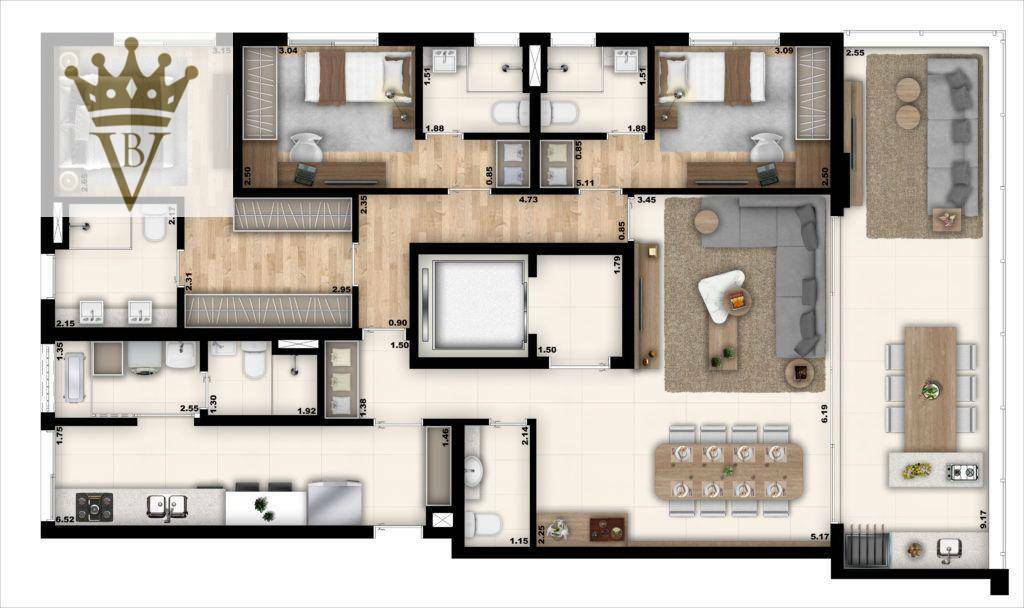 Apartamento à venda com 3 quartos, 151m² - Foto 2