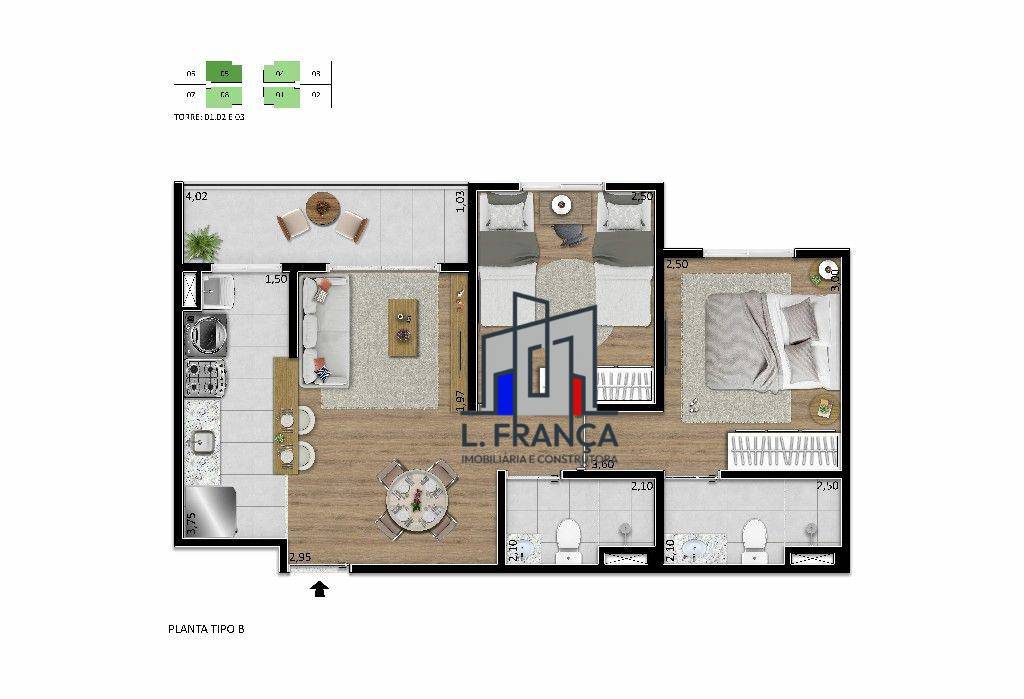 Apartamento, 2 quartos, 48 m² - Foto 2