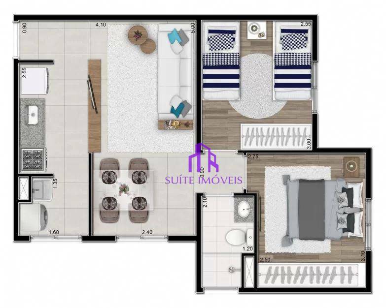 Apartamento à venda com 2 quartos, 44m² - Foto 3