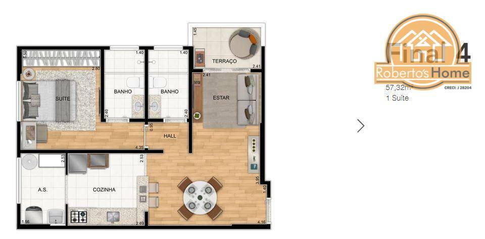 Apartamento à venda com 1 quarto, 53m² - Foto 6