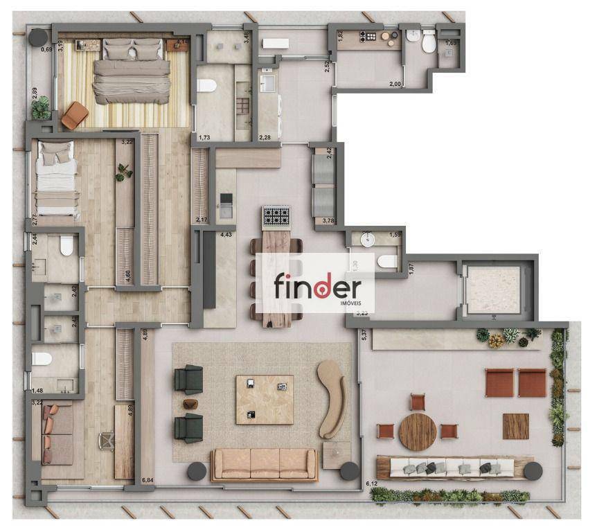 Apartamento à venda com 3 quartos, 204m² - Foto 7