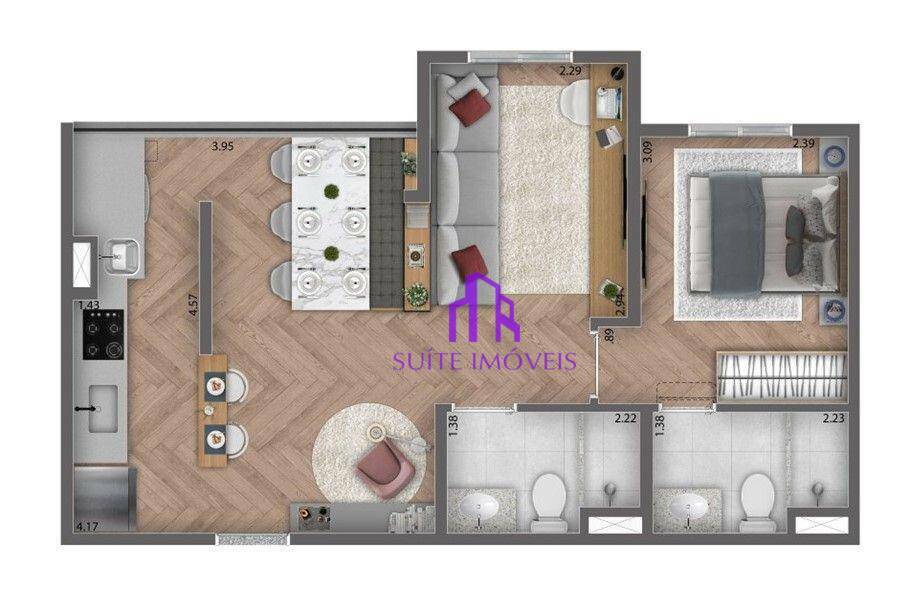 Apartamento à venda com 3 quartos, 57m² - Foto 1