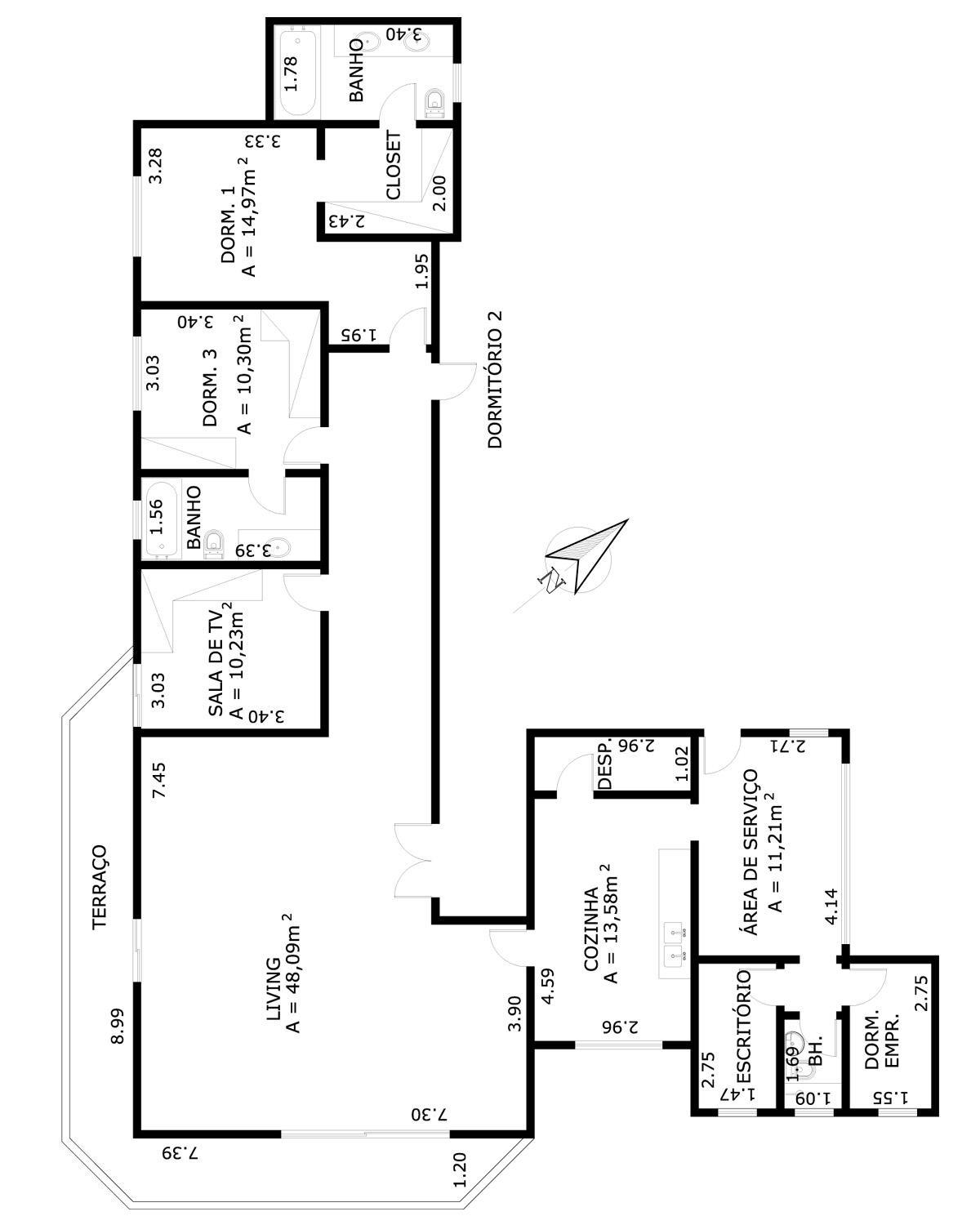 Apartamento à venda com 3 quartos, 215m² - Foto 3