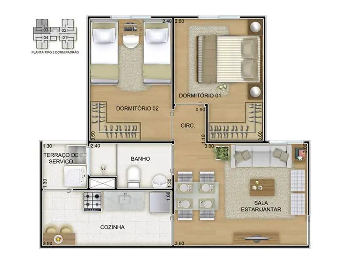 Apartamento à venda com 2 quartos, 46m² - Foto 14