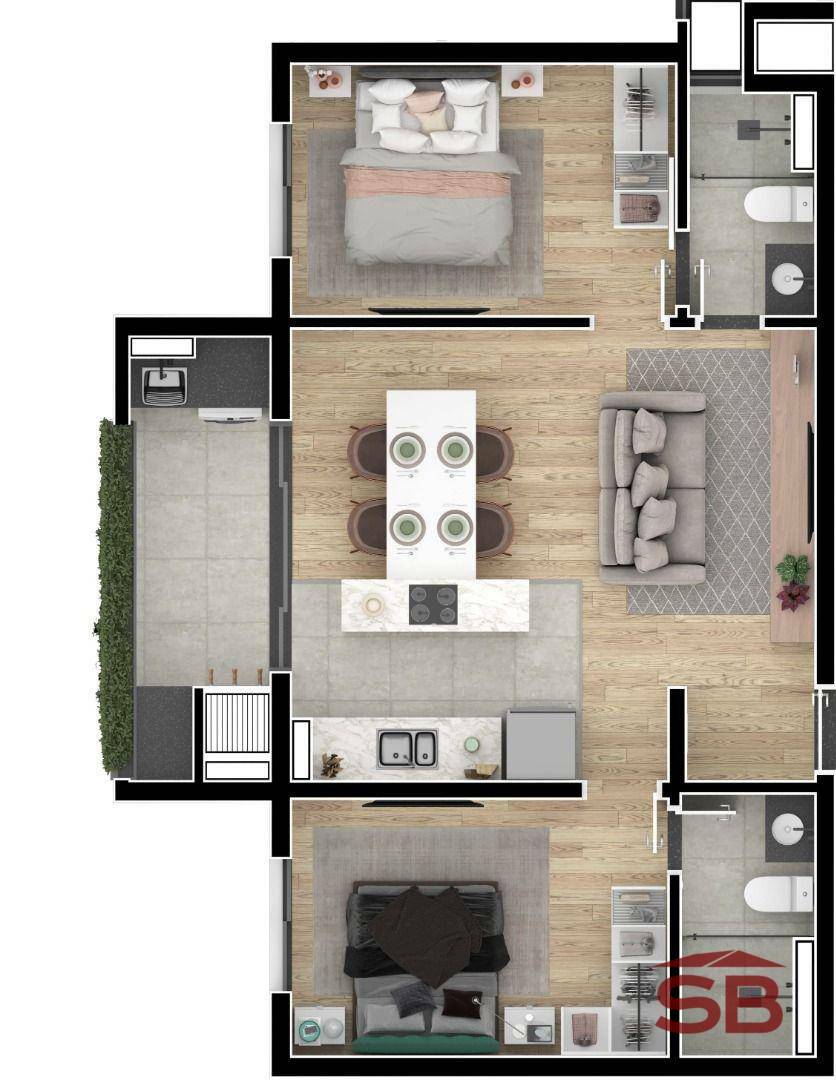 Apartamento à venda com 2 quartos, 59m² - Foto 3