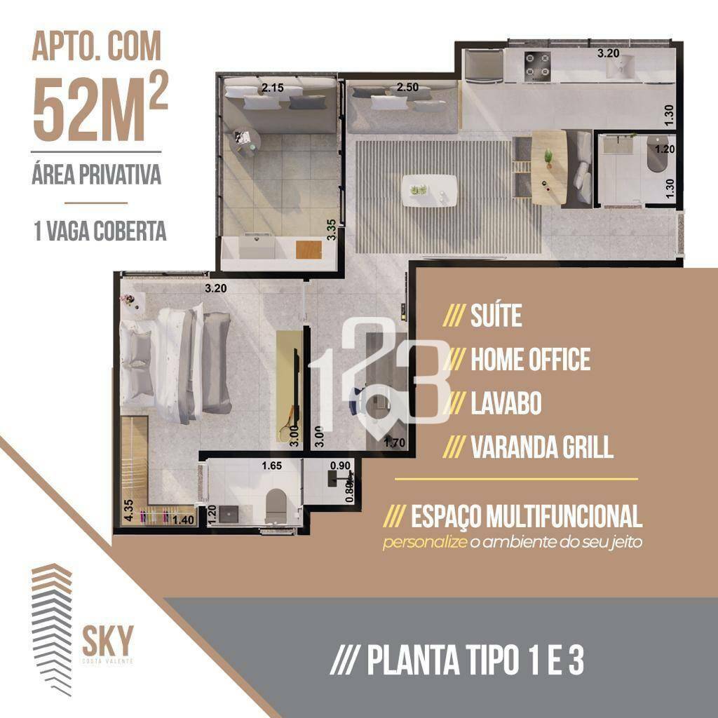 Apartamento à venda com 1 quarto, 51m² - Foto 7